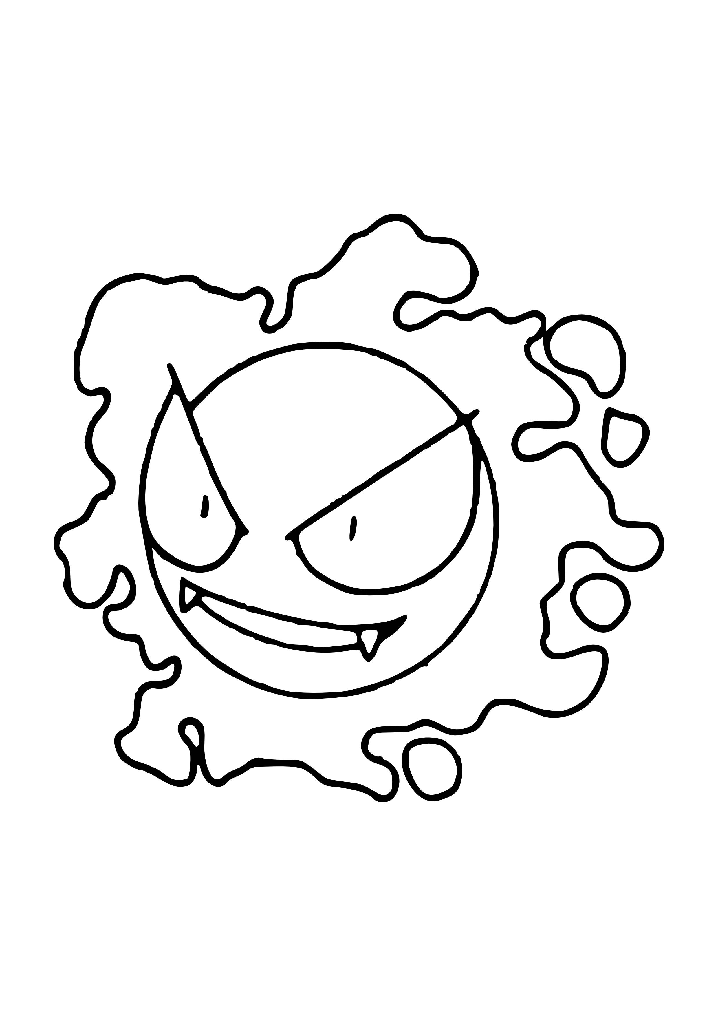 Página para colorear Gastly (A4) para imprimir