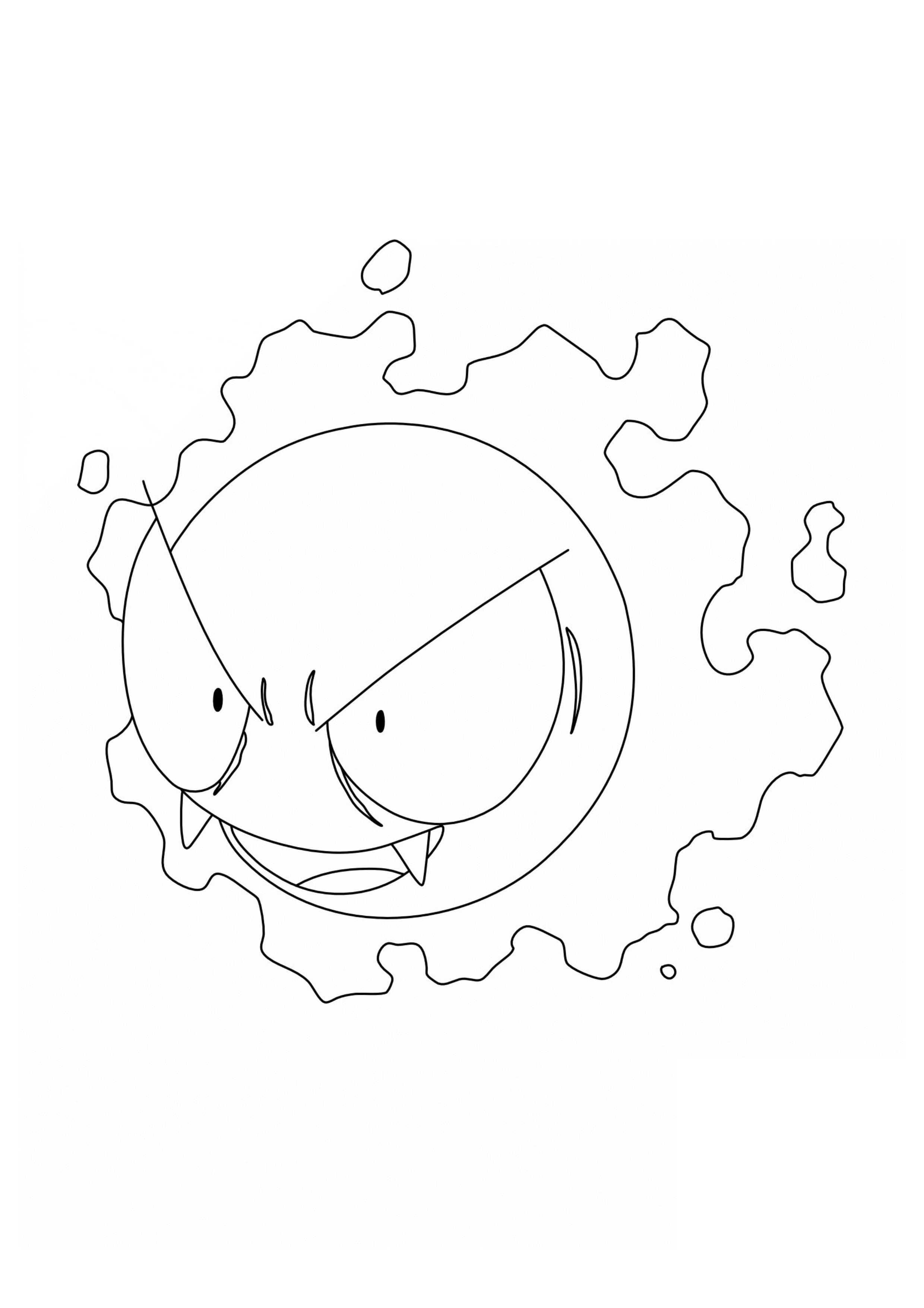 Página para colorear Gastly (A4) para imprimir