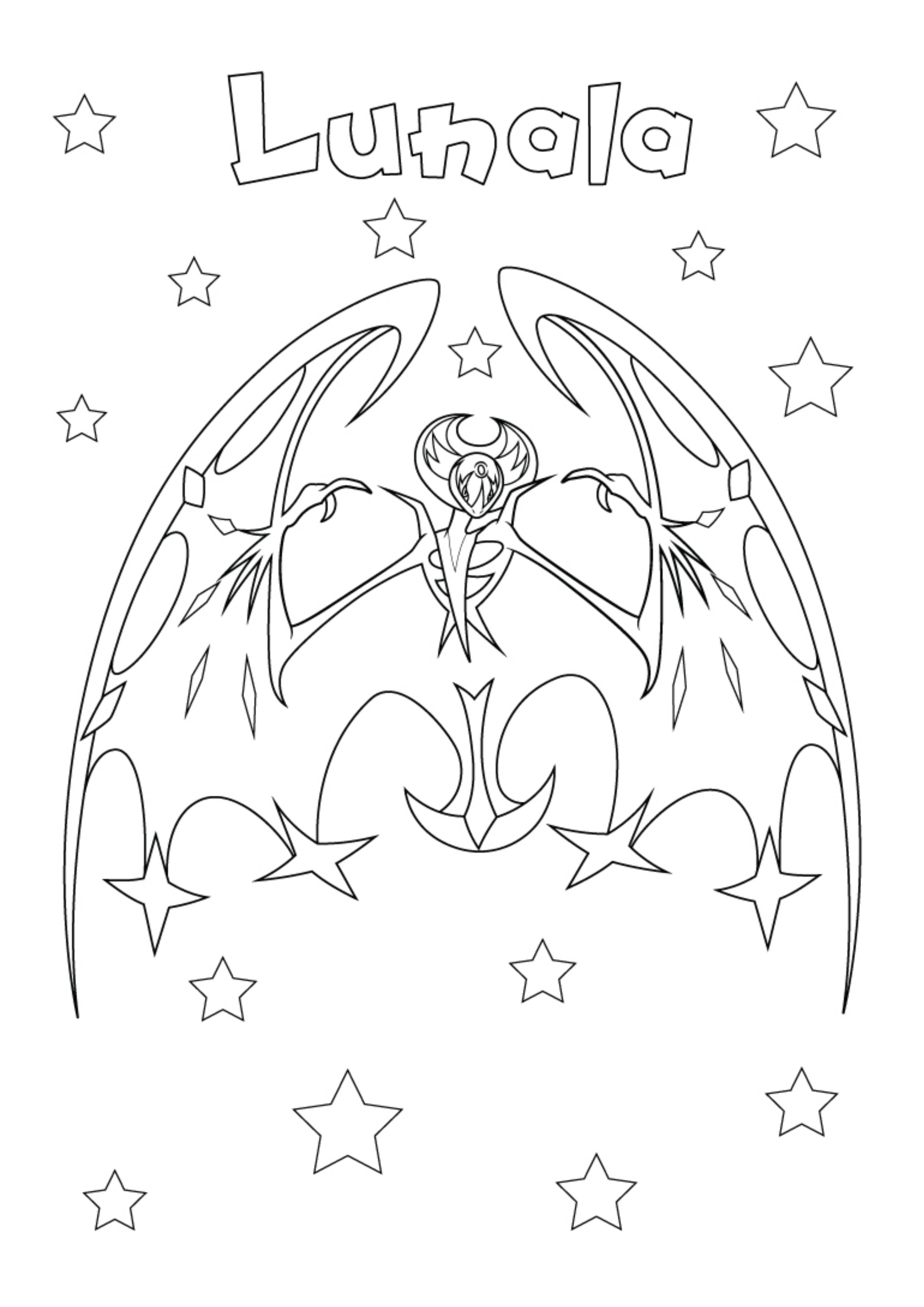 Página para colorear Lunala (A4) para imprimir