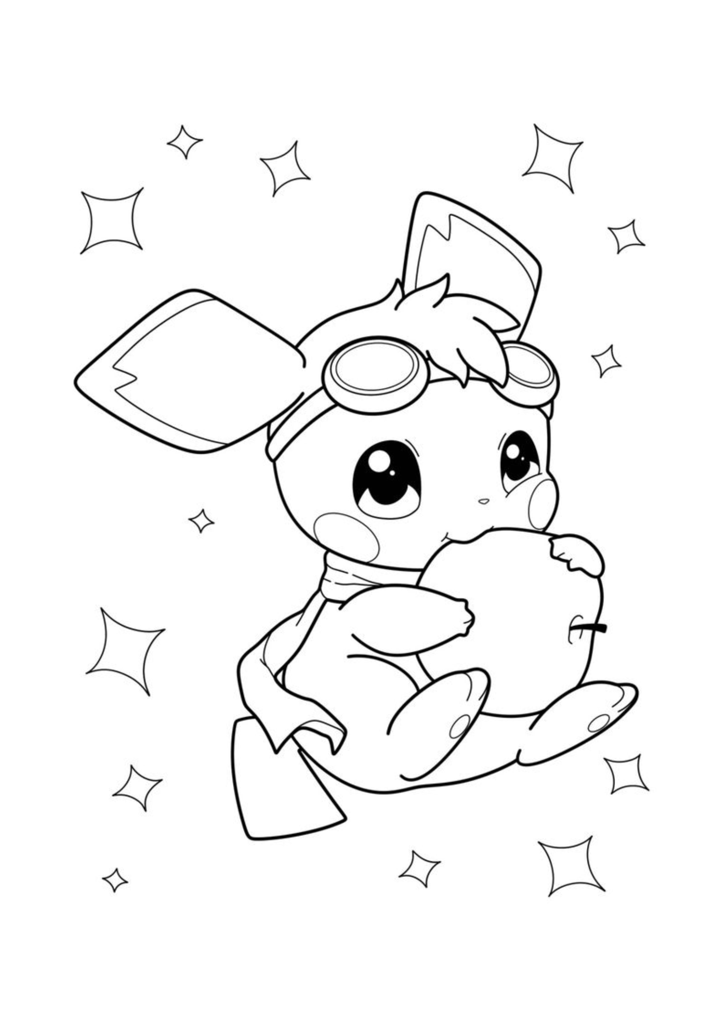 Página para colorear Pichu (A4) para imprimir