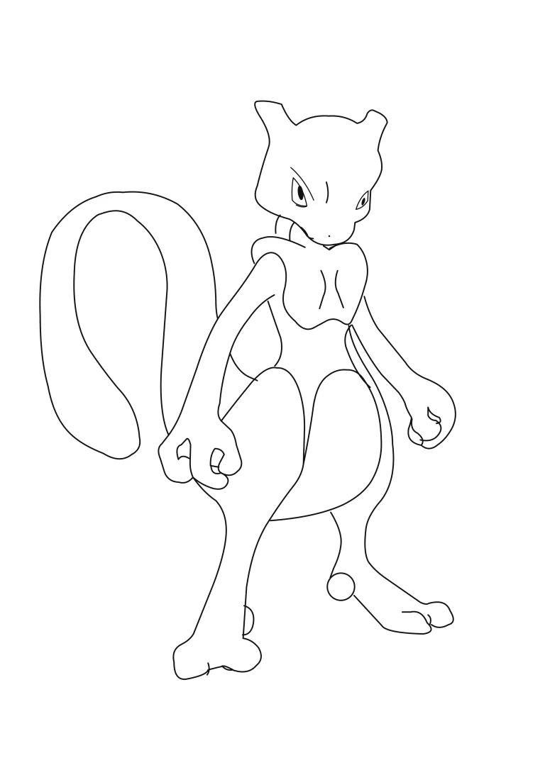 Mewtwo coloring page (A4) to print