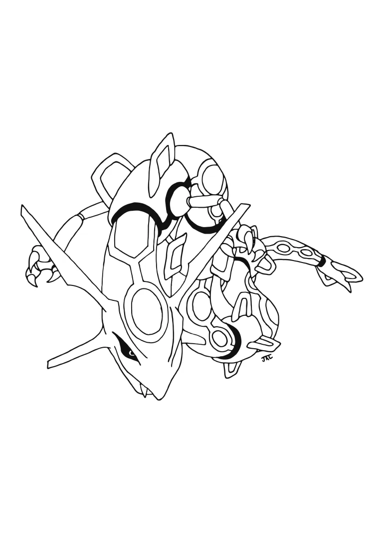 Página para colorear Rayquaza (A4) para imprimir