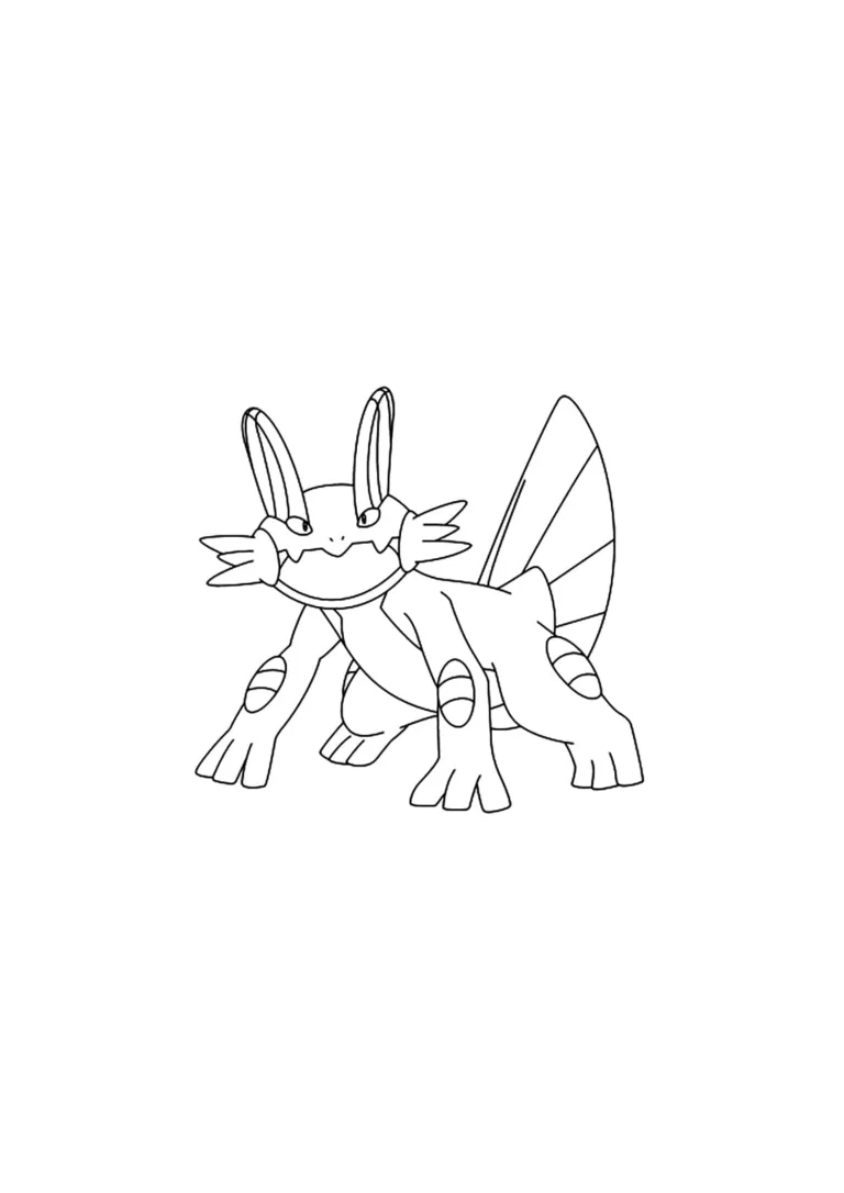 Swampert coloring page (A4) to print