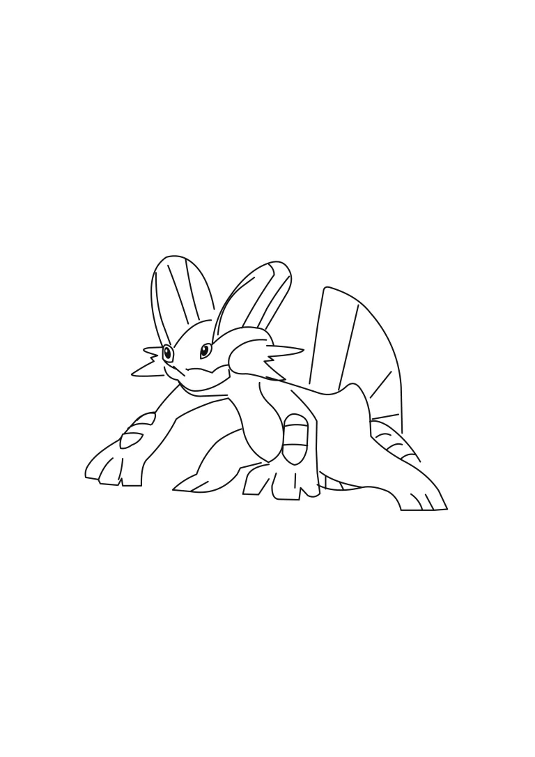 Swampert coloring page (A4) to print