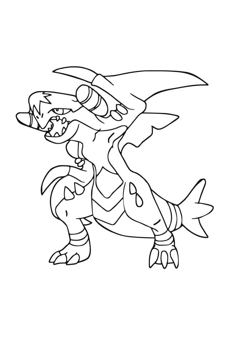 Garchomp coloring page (A4) to print