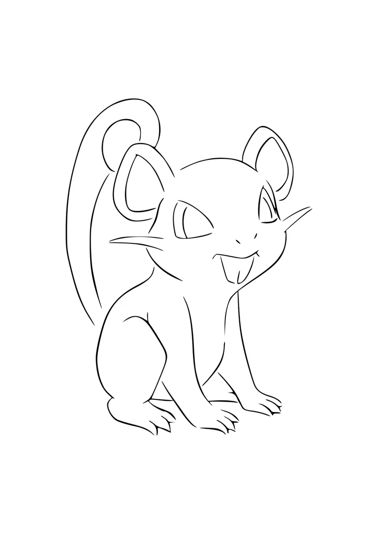 Página para colorear Rattata (A4) para imprimir