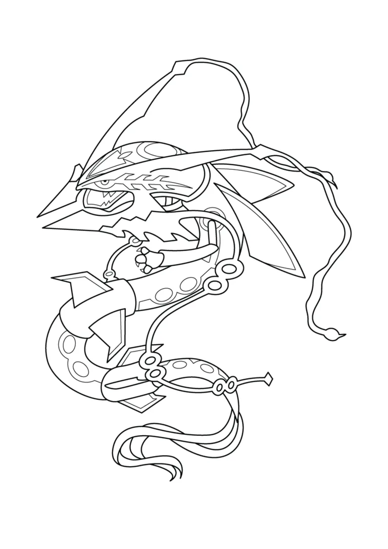Página para colorear Rayquaza (A4) para imprimir