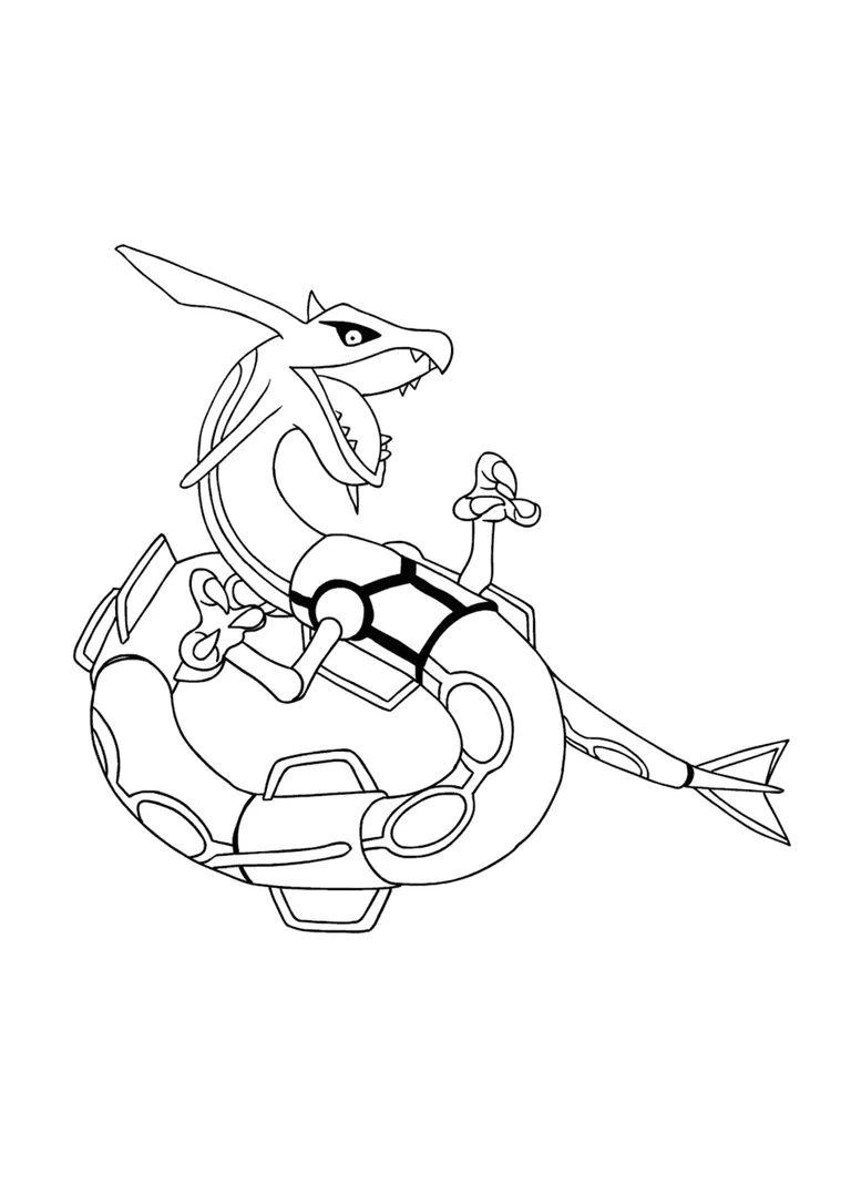 Página para colorear Rayquaza (A4) para imprimir