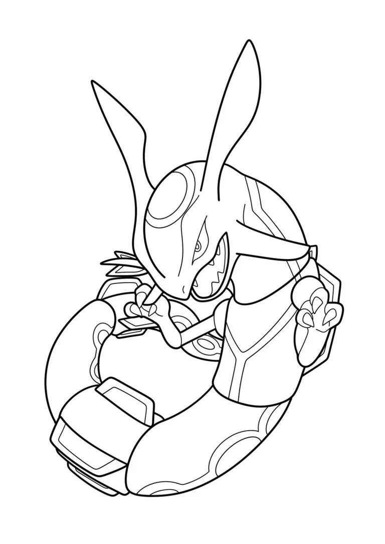 Página para colorear Rayquaza (A4) para imprimir